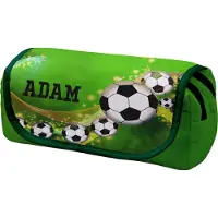 Ferocity Personalisierte Mäppchen Federtasche mit Namen Schlamperbox Federmäppchen mit Klettverschluss Klappe Schüleretui Stiftemappe mit zwei Reißverschlüssen Football [151]