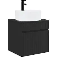 Syfax Wandmontierte Waschbecken-Vanität Schwarz 49 x 44,5 x 65 cm