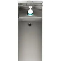 Proregal Robuster Handdesinfektionsspender mit Hubmechanismus | Bodenmontage | HxBxT 115x18x13cm | Edelstahl | Silber | Spender Desinfizieren