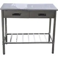 Maxxtools Garten Beistelltisch BBQ Barbecue - 100x50.5x87cm - Verstellbar - 2 Schubladen - Edelstahl