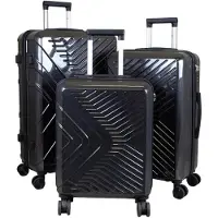 Monopol Kofferset Bergamo Hartschale 3teilige Trolleyset mit 4 Rollen Reisekofferset 3er Set L+M+S schwarz
