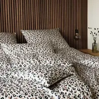 Elegante Mako-Satin Bettwäsche Leolook schwarz sand 160x210 cm + 65x100 cm - beige;schwarz