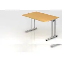 Proregal Schreibtisch Mauno | Buche | BxT 120x80cm | Arbeitshöhe 72cm | höhenjustierbar 0-10 mm | C-Fuß-Gestell Silber | Bürotisch