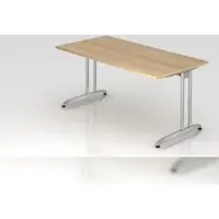 Proregal - Büromöbel mit top Leistungsdaten Schreibtisch Markku | Eiche | BxT 160x80cm | Arbeitshöhe 72cm | höhenjustierbar 0-10 mm | C-Fuß-Gestell Silber | Rechteckform