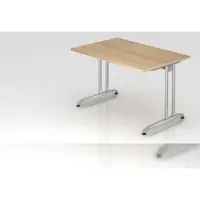Proregal - Büromöbel mit top Leistungsdaten Schreibtisch Markku | Eiche | BxT 120x80cm | Arbeitshöhe 72cm | höhenjustierbar 0-10 mm | C-Fuß-Gestell Silber | Rechteckform