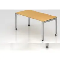 Proregal - Büromöbel mit top Leistungsdaten Schreibtisch Pejo | Buche | Silber Gestell | BxT 160x80cm | Arbeitshöhe 68-76cm | stufenlos höheneinstellbar | 4-Fuß-Gestell eckig | Rechteckform mit schwebender Tischplatte