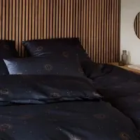 Elegante Mako-Satin Bettwäsche Stardust nachtblau 160x210 cm + 65x100 cm - blau
