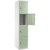 Décoshop26 - Büroschrank mit Schubladen vier abschließbare Türen 180 x 38 x 45 cm grünes Metall 04_0001649