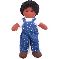Bigjigs Puppe Leon - Stoff Babypuppe blau 28cm für Kinder