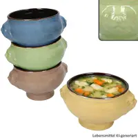 MamboCat 4er Set Löwenkopf Suppentasse 0,4L je 1x Gelb, Grün, Blau & Braun aus Keramik – 24301773