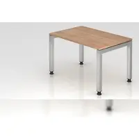 Proregal Schreibtisch Pejo | Nussbaum | Silber Gestell | BxT 120x80cm | Arbeitshöhe 68-76cm | höhenverstellbar | 4-Fuß-Gestell eckig