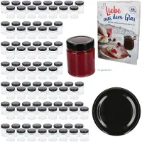 MamboCat 96er Set Marmeladenglas 161ml Einmachglas Deep TO58 Deckel Schwarz Heft