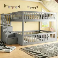XTEILC Etagenbett, Kinderbett mit Schubladen,Bett mit Stauraumbett für Kinder 140 x200