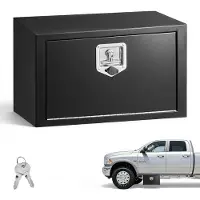 Vevor Lkw Unterbaubox 609 x 305 x 356 mm Unterflur Staukasten Kaltgewalzter Stahl Wasserdichter Werkzeugkasten mit T-Griff Schloss für Lkw Anhänger Transporter Werkzeugkiste Unterflurkasten Schwarz