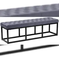 DELUKE Sitzbank MERIDA - Samt Grau 150x37x42 cm | Sitzbank Flur Sitzhocker Esszimmerbank Polsterbank Schlafzimmerbank
