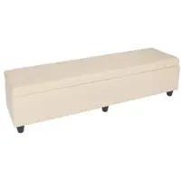 BERLINLODGE Bank Sitzbank mit Aufbewahrung Lars XXL | HxBxT 45x180x45cm | Creme | Leder + Kunstleder