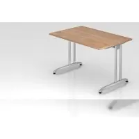 Proregal - Büromöbel mit top Leistungsdaten Schreibtisch Markku | Nussbaum | BxT 120x80cm | Arbeitshöhe 72cm | höhenjustierbar 0-10 mm | C-Fuß-Gestell Silber | Rechteckform