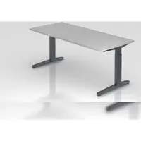 Proregal - Büromöbel mit top Leistungsdaten Schreibtisch Mika | Grau | Graues Gestell | BxT 180x80cm | Arbeitshöhe 65-85cm | höhenjustierbar, 1cm Raster | C-Fuß-Gestell | Rechteckform
