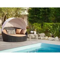 Mountfield Sonnenliege SUNBED mit Dach – Gartenliege aus Polyrattan mit Aluminiumrahmen