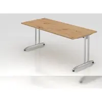 Proregal - Büromöbel mit top Leistungsdaten Schreibtisch Markku | Asteiche | BxT 180x80cm | Arbeitshöhe 72cm | höhenjustierbar 0-10 mm | C-Fuß-Gestell Silber | Rechteckform
