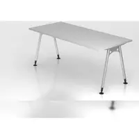 Proregal - Büromöbel mit top Leistungsdaten Schreibtisch Keijo | Grau | BxT 180x80cm | Höhe 68-76cm | stufenlos höhenverstellbar | A-förmiges Rundrohrgestell Silber | Rechteckform