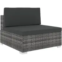 vidaXL Mittelsofa mit Kissen Modular Poly Rattan Grau