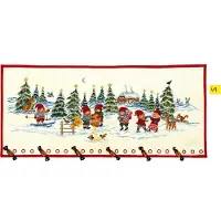Husar Eva Rosenstand Adventskalender Kreuzstich Set mit Zwerge im Schnee Motiv