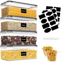 Unyqoos 4‑teiliges Set luftdichter Vorratsdosen (4×3,2 L) – transparente, stapelbare BPA‑freie Aufbewahrungsboxen, mikrowellen-/gefrier-/spülmaschinengeeignet, inkl. Etiketten & 2 Messbecher