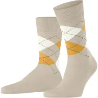 Burlington Manchester Socken Kariert Ecru 4850