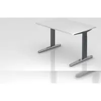 Proregal - Büromöbel mit top Leistungsdaten Schreibtisch Mika | Weiß | Graues Gestell poliert | BxT 120x80cm | Arbeitshöhe 65-85cm | höhenjustierbar, 1cm Raster | C-Fuß-Gestell | Rechteckform