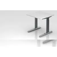 Proregal - Büromöbel mit top Leistungsdaten Schreibtisch Mika | Weiß | Graues Gestell poliert | BxT 80x80cm | Arbeitshöhe 65-85cm | höhenjustierbar, 1cm Raster | C-Fuß-Gestell | Rechteckform