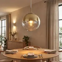 Etc-shop LED Pendellampe, Glaskugel, gold transparent, 25 cm, VARUS