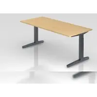 Proregal Schreibtisch Mika | Ahorn | Graues Gestell | BxT 180x80cm | Arbeitshöhe 65-85cm | höhenjustierbar, 1cm Raster | C-Fuß-Gestell | Bürotisch