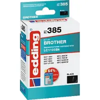 Edding EDD-385 Tintenpatrone, schwarz kompatibel zu Brother LC1100BK, Schwarz, 12 ml, 1 Stück(e), 590 Seiten, Einzelpackung