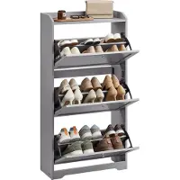 Vasagle Schuhregal 3 Klappen, Schuhaufbewahrung, für bis zu 12-20 Paar Schuhe LBCB35036G01