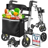 Kesser Rollator Aluminium faltbar, höhenverstellbar & bis 136 kg belastbar