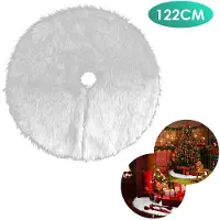 TolleTour Weihnachtsbaumdecke Christbaumdecke Weiß Plüsch Christbaumteppich Rock Rund 122cm