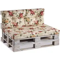 POOM Palettenkissen Palettenauflagen PPF (Set 120x80+120x40, Blumen 4)
