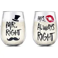Sonstiges Yalucky Mr Right Mrs Always Right Weingläser Set Hochzeitsgeschenk für Paare