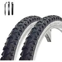 Bike-parts 2 x maxxi4you HY-A109 Fahrradreifen Schwarz/Weiß 54-507 (24 x 1,95) inkl. maxxi4you Reifenheber