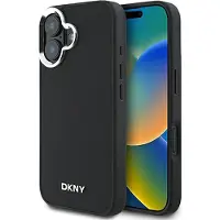 DKNY Etui Einfarbig Silber Logo Magsafe Na Iphone 16 - Czarne