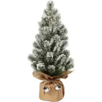 Sonstiges Oairse Mini Tabletop Weihnachtsbaum in Sackleinen Basis 40,6 cm Kiefernzweige mit Schnee