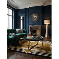 KADIMA DESIGN Design Couchtisch Rund Ø 78 cm Dunkel-Gold mit Spiegel Glasplatte, Wohnzimmertisch Schwarz Metall-Gestell, Großer Beistelltisch