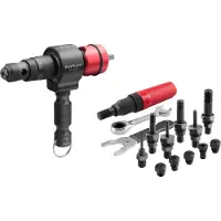 Fortum 2-in-1 Kombi-Nietaufsatz für Blindnieten (2,4-6,4mm) und Nietmuttern (M3-M12) mit T-Griff, CrMoV,