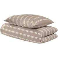 Schiesser uncover by Bettwäscheset Colorado | Renforcé | 2-teilig | 100% Baumwolle | Gestreift | Weich und glatt | 35x200 cm | Taupe