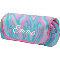 Ferocity Personalisierte Mäppchen Federtasche mit Namen Schlamperbox Federmäppchen mit Klettverschluss Klappe Schüleretui Stiftemappe mit zwei Reißverschlüssen Holo Rainbow [151]