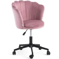 Idea New Garden Srl 360° drehbarer Stuhl aus Samt mit Muschel-Rückenlehne, höhenverstellbar, Metallgestell und Rollen für Büro, Arbeitszimmer, Schlafzimmer – Polly/Rosa