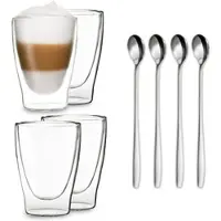 Feelino DUOS doppelwandiges Glas 400 ml Thermofunktion inkl. Edelstahl-Löffel Transparent