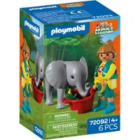 Playmobil Konstruktions-Spielset "Zoo: Elefantenbaby und Pflegerin (72092), Animals & Friends", bunt, Spielbausteine, Kinder, Kunststoff, Konstruktions-Spielset, Made in Europe