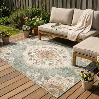 FRAAI Vintage Gartenteppich - Santo Mandala Olivgrün 120x170 cm